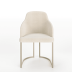 Cadeira de Aço Carbono Albany - Champanhe c/ Linho Mescla Cru - Província - Cadeiras de Jantar