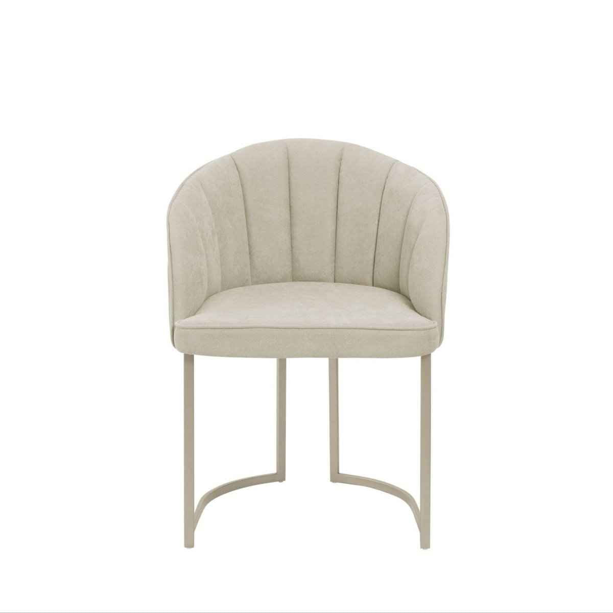 Cadeira de Aço Estofada Beverly Champanhe com Soft Palha