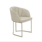 Cadeira de Aço Estofada Beverly Champanhe com Soft Palha