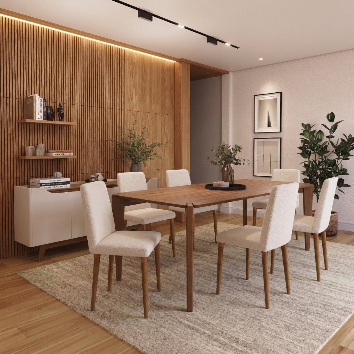 Cadeira de Madeira Maciça Liv Natural com Bouclé Montecarlo - Província - Cadeiras de Jantar