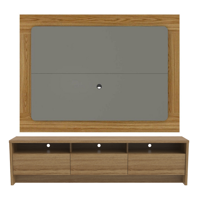 Rack Aspen 3 Portas Freijó com Painel Oslo 2.2 Para TVs 75 Polegadas Grigio