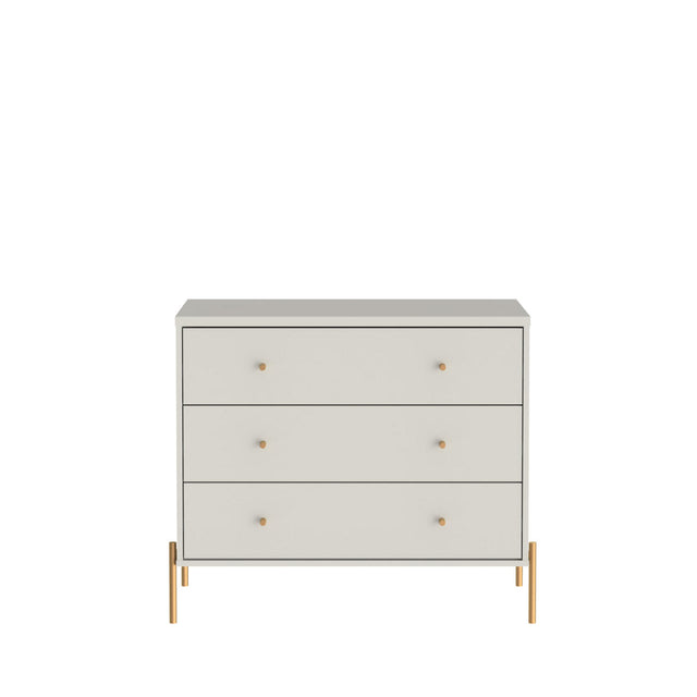 Cômoda com 3 Gavetas Jasper 94cm Canella e Off White com Champanhe