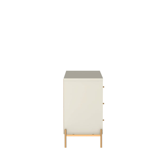 Cômoda com 3 Gavetas Jasper 94cm Off White com Dourado