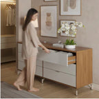 Cômoda 6 Gavetas Glow 178cm Canella com Off White Fosco - Província - Cômoda