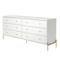 Cômoda 6 Gavetas Jasper 182 cm Branco Gloss com Dourado - Província - Cômoda