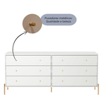 Cômoda 6 Gavetas Jasper 182 cm Branco Gloss com Dourado - Província - Cômoda