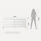 Cômoda 6 Gavetas Jasper 182 cm Branco Gloss com Dourado - Província - Cômoda