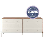 Cômoda 6 Gavetas Jasper 182 cm Canella com Off White e Champanhe - Província - Cômoda