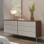 Cômoda 6 Gavetas Jasper 182 cm Canella com Off White e Champanhe - Província - Cômoda