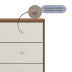 Cômoda 6 Gavetas Jasper 182 cm Canella com Off White e Champanhe - Província - Cômoda