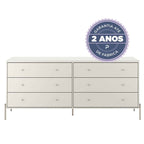 Cômoda 6 Gavetas Jasper 182 cm Off White Fosco com Champanhe - Província - Cômoda