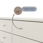 Cômoda 6 Gavetas Jasper 182 cm Off White Fosco com Champanhe - Província - Cômoda