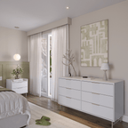 Cômoda 6 Gavetas Yves 135cm Branco Fosco com Champanhe - Província - Cômoda