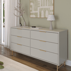 Cômoda 6 Gavetas Yves 135cm Off White com Dourado - Província - Cômoda