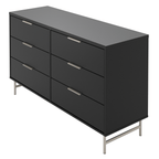 Cômoda 6 Gavetas Yves 135cm Preto Fosco com Champanhe - Província - Cômoda