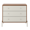 Cômoda com 3 Gavetas Jasper 94cm Canella e Off White com Champanhe - Província - Cômoda