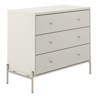 Cômoda com 3 Gavetas Jasper 94cm Off White com Champanhe - Província - Cômoda