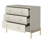 Cômoda com 3 Gavetas Jasper 94cm Off White com Dourado - Província - Cômoda