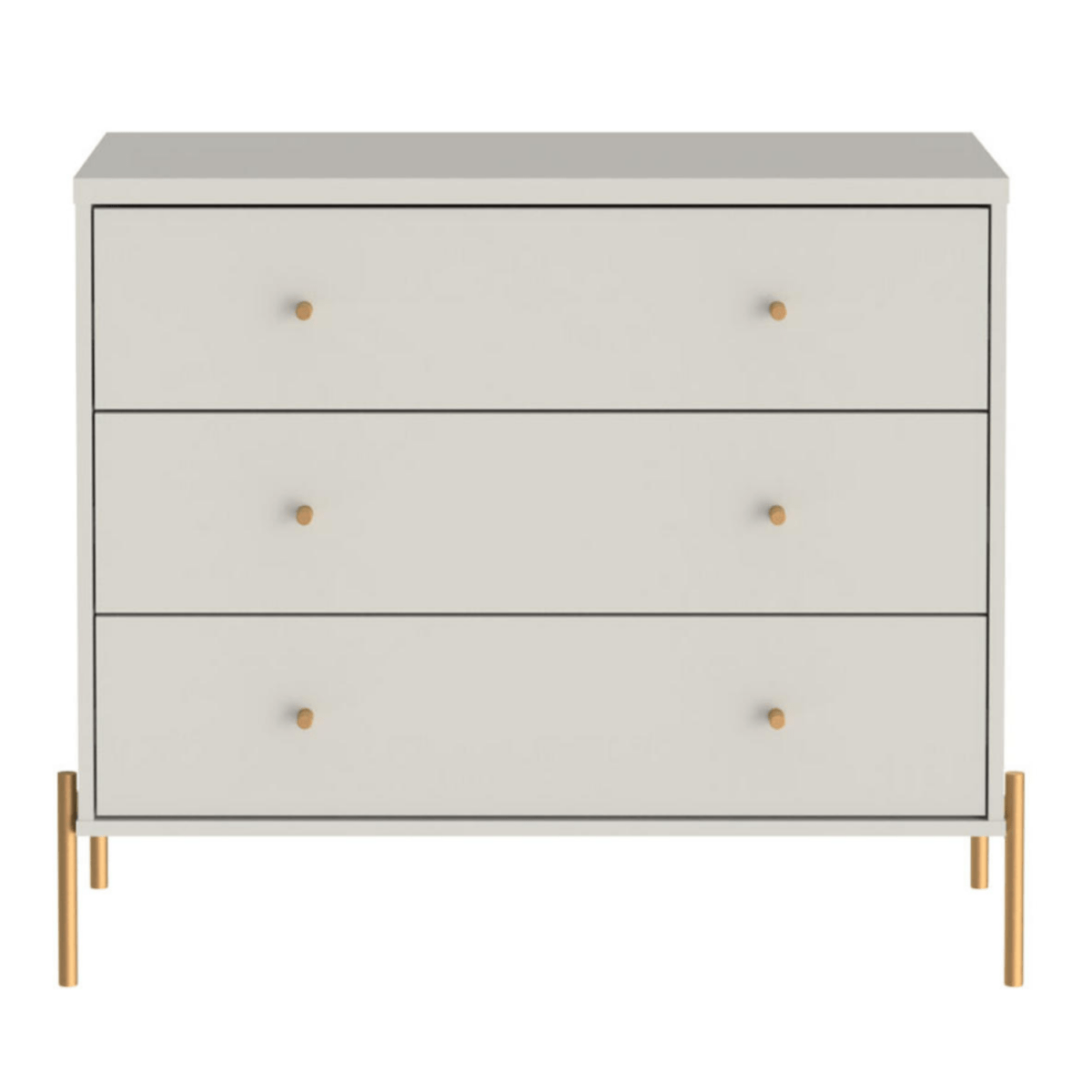 Cômoda com 3 Gavetas Jasper 94cm Off White com Dourado - Província - Cômoda