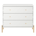 Cômoda Jasper 3 Gavetas 94cm Branco Gloss com Dourado - Província - Cômoda