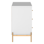 Cômoda Jasper 3 Gavetas 94cm Branco Gloss com Dourado - Província - Cômoda