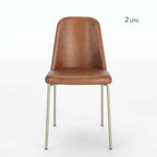 Conjunto c/ 2 Cadeiras de Aço Lucille - Champanhe / PU Caramel - Província - Cadeiras de Jantar