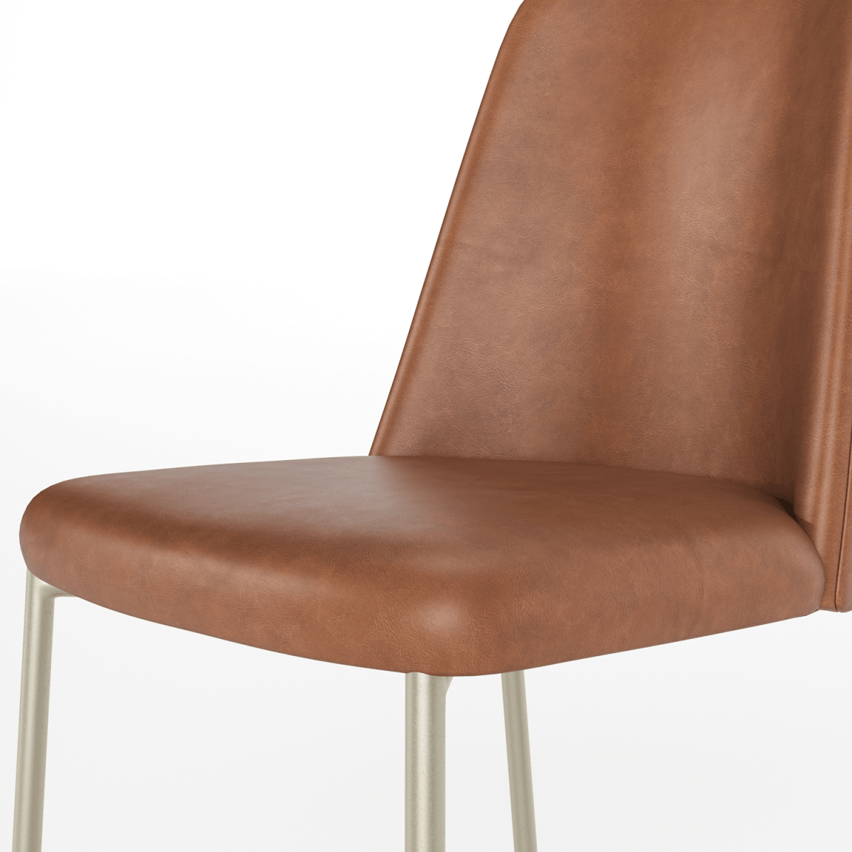 Conjunto c/ 2 Cadeiras de Aço Lucille - Champanhe / PU Caramel - Província - Cadeiras de Jantar