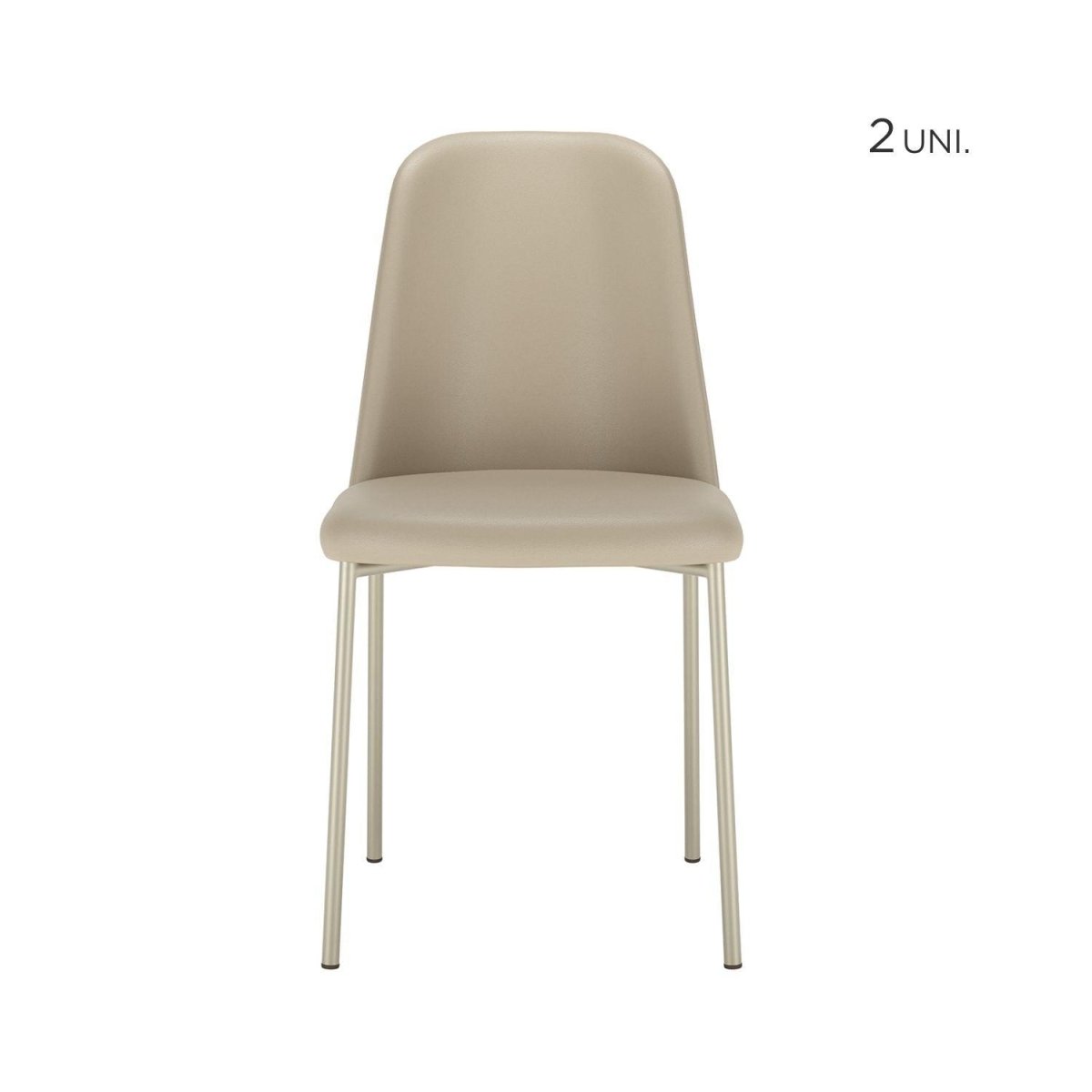 Conjunto c/ 2 Cadeiras de Aço Lucille - Champanhe / PU Off - White - Província - Cadeiras de Jantar