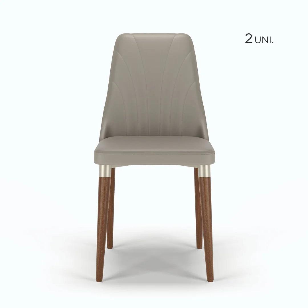 Conjunto c/ 2 Cadeiras de Madeira Loren PU Fendi - Mox 04 - Província - Cadeiras de Jantar