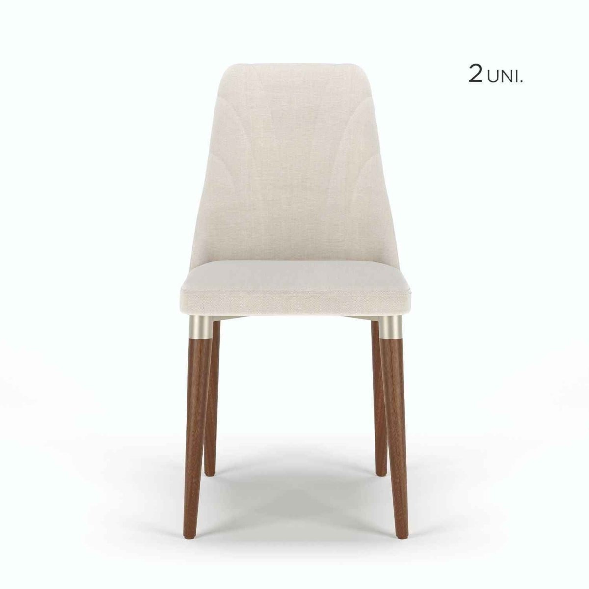 Conjunto c/ 2 Cadeiras de Madeira Loren PU Linho Off - White - Linked 02 - Província - Cadeiras de Jantar