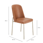 Conjunto de 2 Cadeiras de Aço Estofada Lucille Champanhe com PU Caramelo - Província - Cadeiras de Jantar