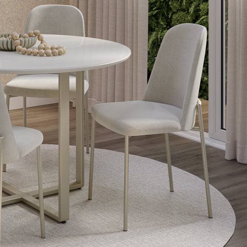 Conjunto de 2 Cadeiras de Aço Estofada Lucille Champanhe com Soft Palha - Província - Cadeiras de Jantar