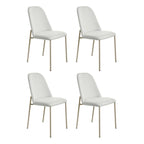 Conjunto de 4 Cadeiras de Aço Estofada Lucille Champanhe com Linho Off - White - Província - 