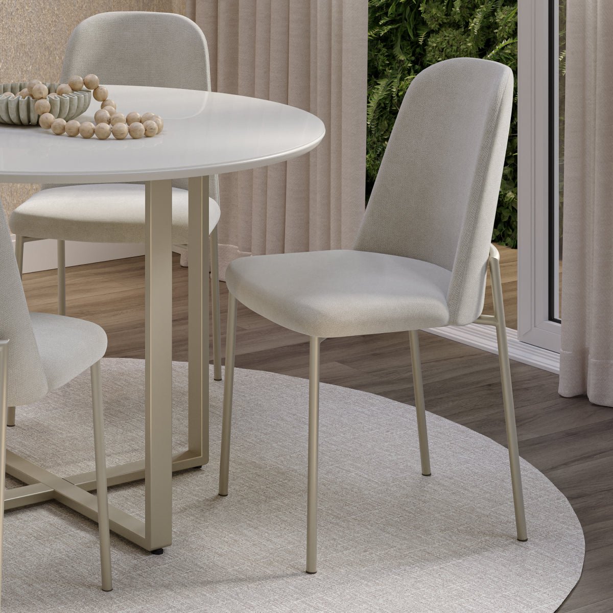 Conjunto de 4 Cadeiras de Aço Estofada Lucille Champanhe com Soft Palha - Província - 