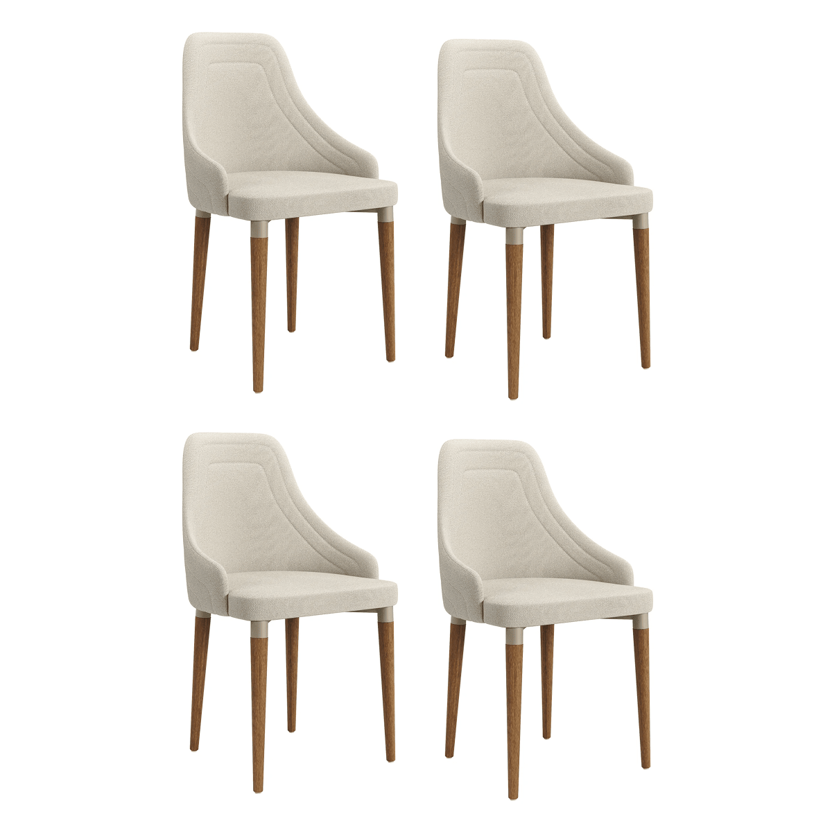 Conjunto de 4 Cadeiras de Madeira Maciça Evelyn - Província - 