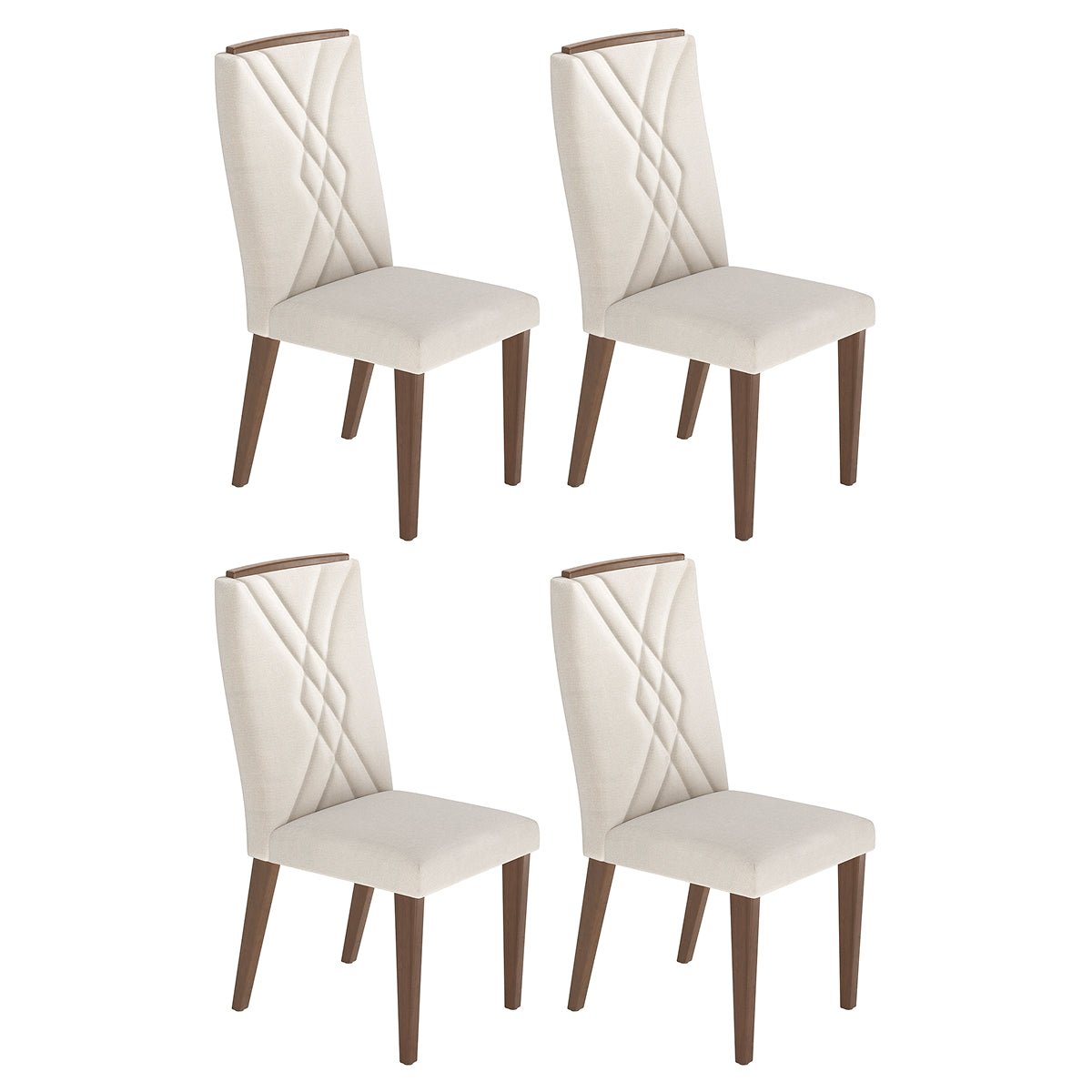 Conjunto de 4 Cadeiras de Madeira Maciça Megan - Província - 