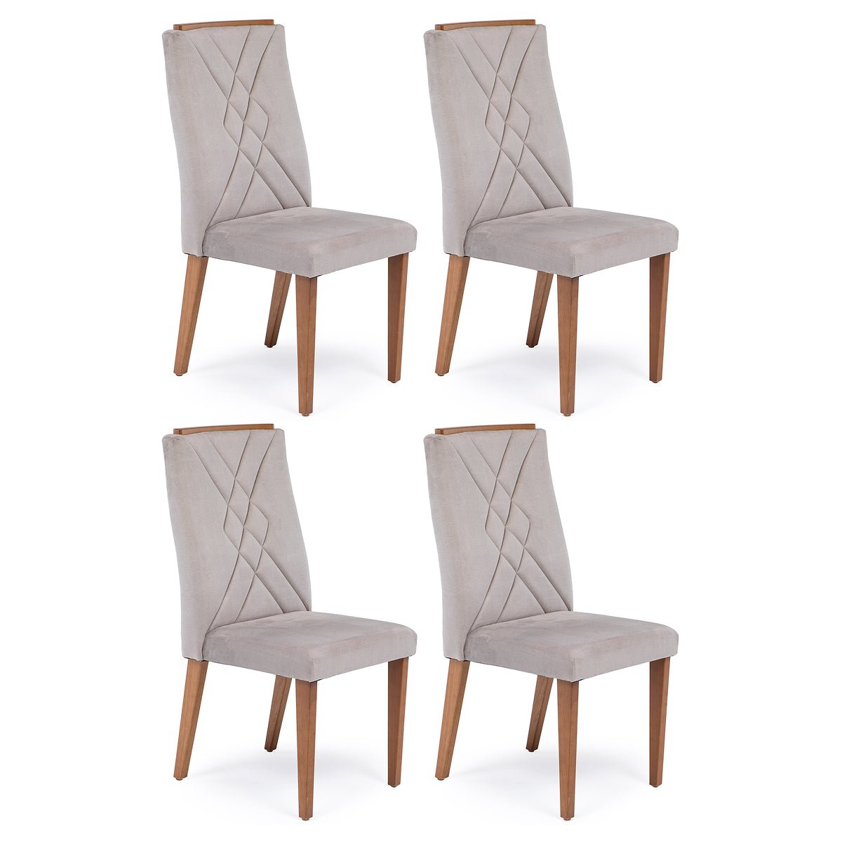 Conjunto de 4 Cadeiras de Madeira Maciça Megan - Província - 