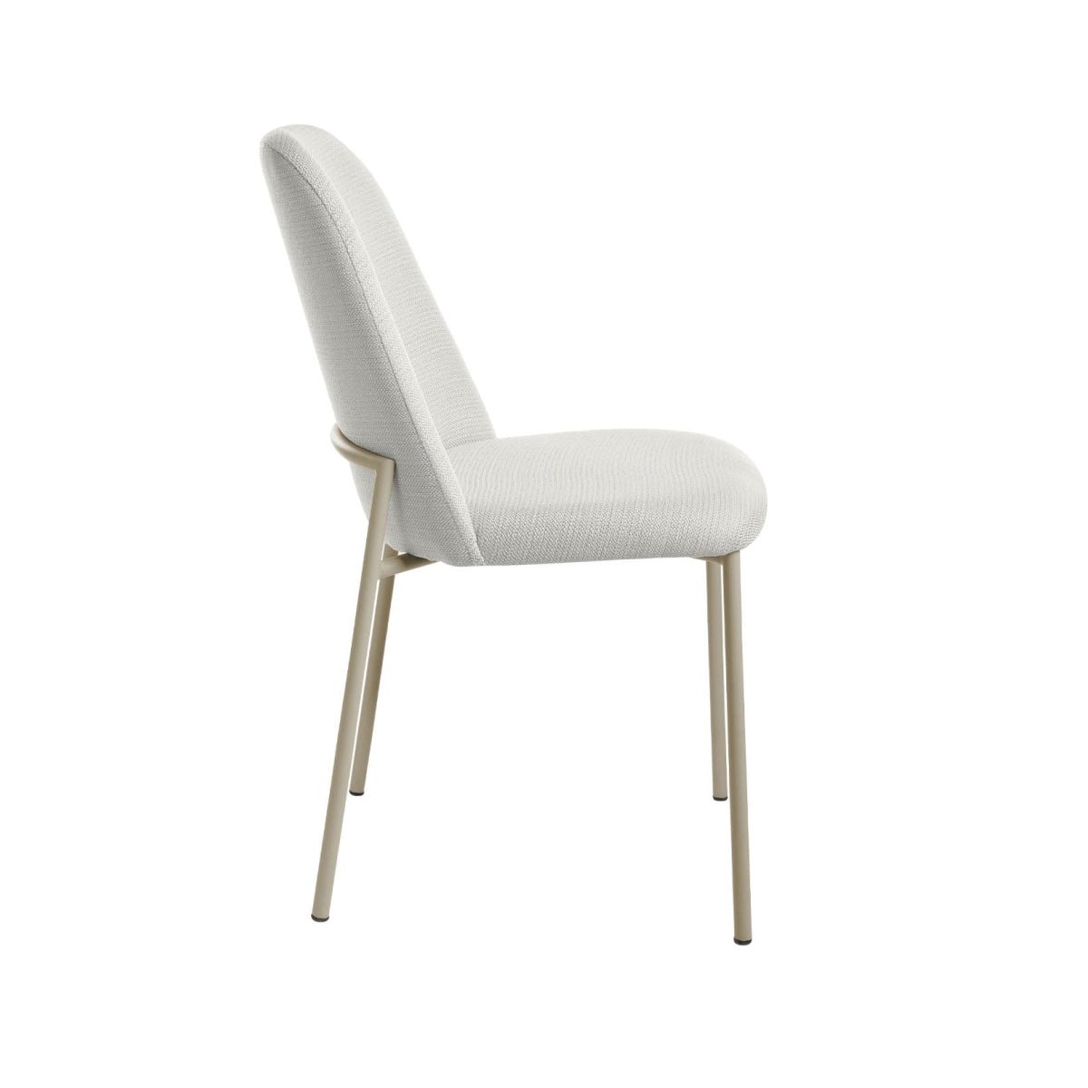 Conjunto de 6 Cadeiras de Aço Estofada Lucille Champanhe com Linho Off - White - Província - 