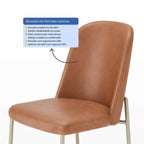 Conjunto de 6 Cadeiras de Aço Estofada Lucille Champanhe com PU Caramelo - Província - 