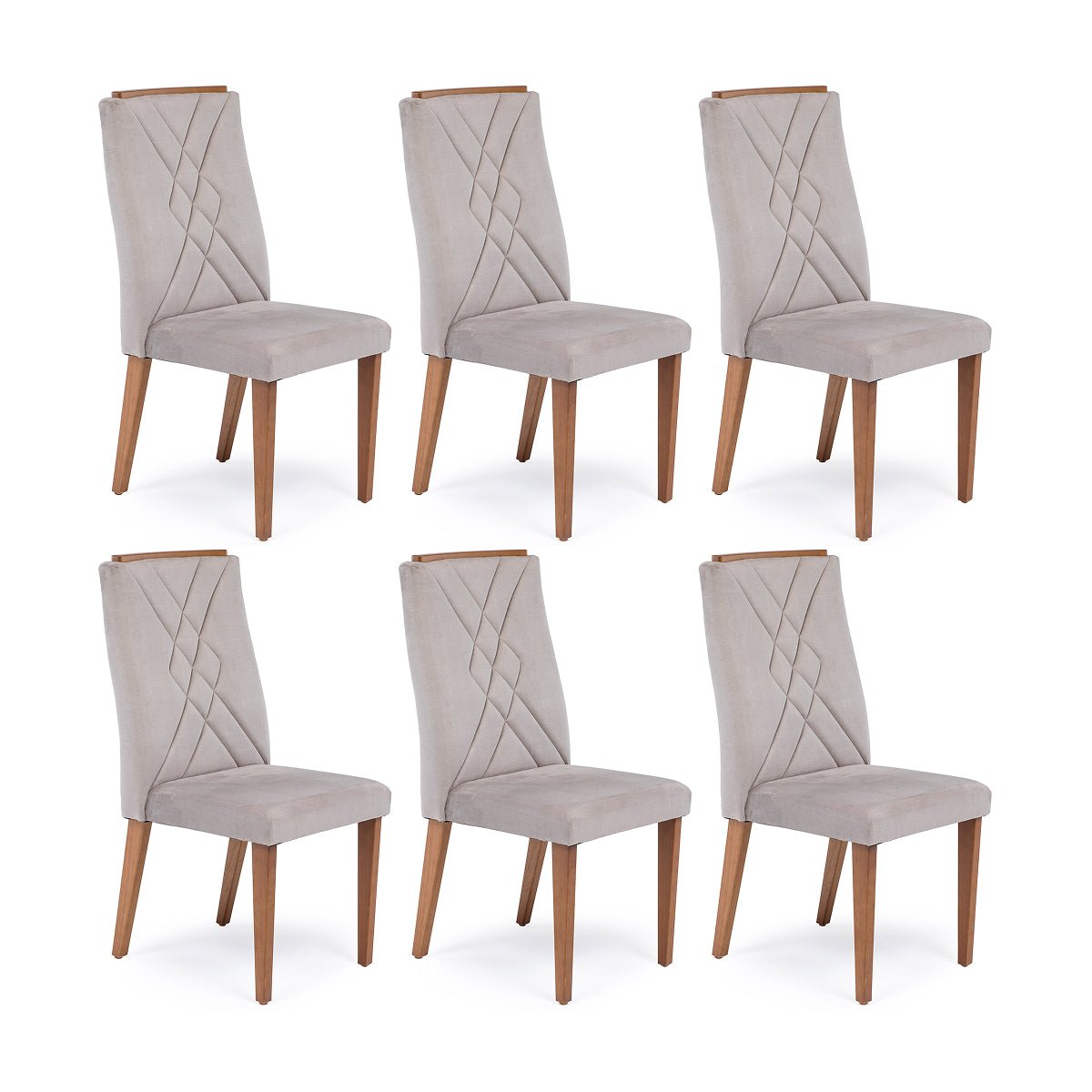 Conjunto de 6 Cadeiras de Madeira Maciça Megan - Província - 