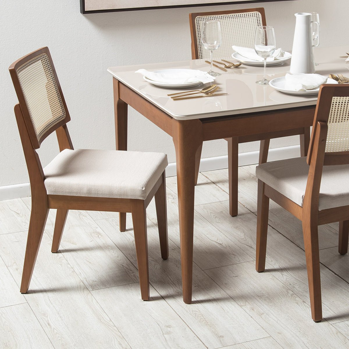 Conjunto de 6 Cadeiras de Madeira Maciça Saga Palhinha - Província - 