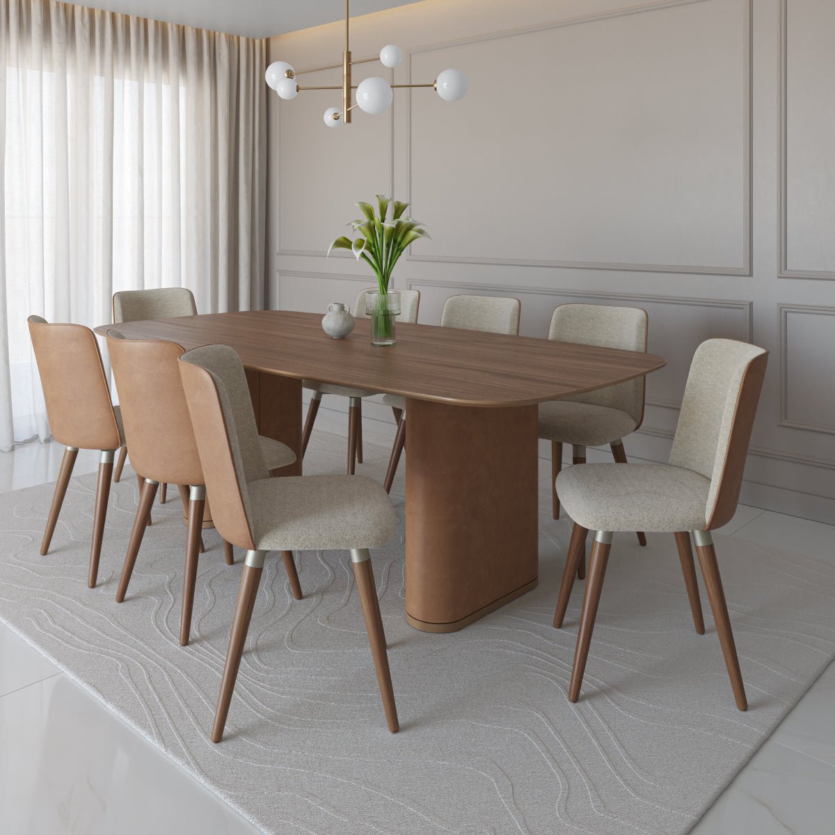 Conjunto de 6 Cadeiras Giratórias de Madeira Maciça Dakota - Província - 