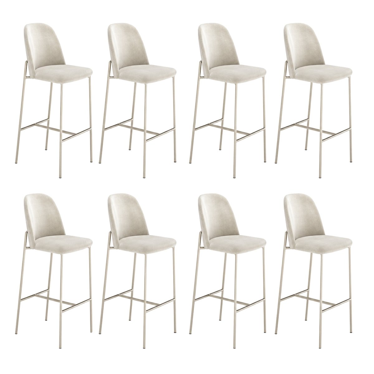 Conjunto de 8 Banquetas Altas de Aço Estofada Lucille - Província - Banquetas