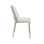 Conjunto de 8 Cadeiras de Aço Estofada Lucille Champanhe com Linho Off - White - Província - 