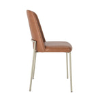 Conjunto de 8 Cadeiras de Aço Estofada Lucille Champanhe com PU Caramelo - Província - 