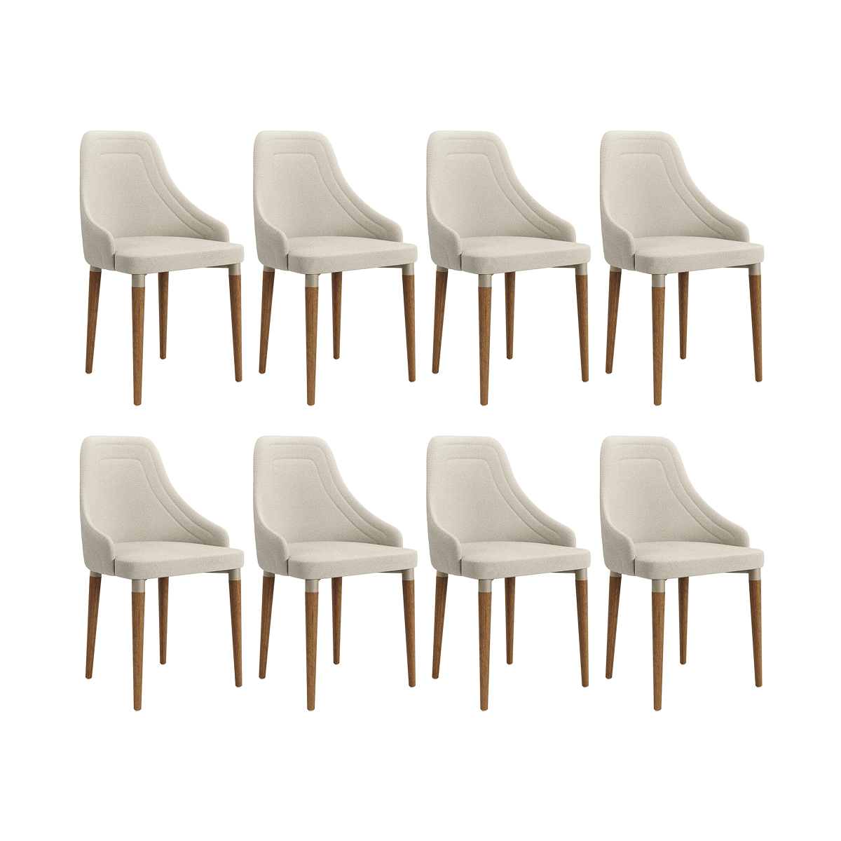 Conjunto de 8 Cadeiras de Madeira Maciça Evelyn - Província - 