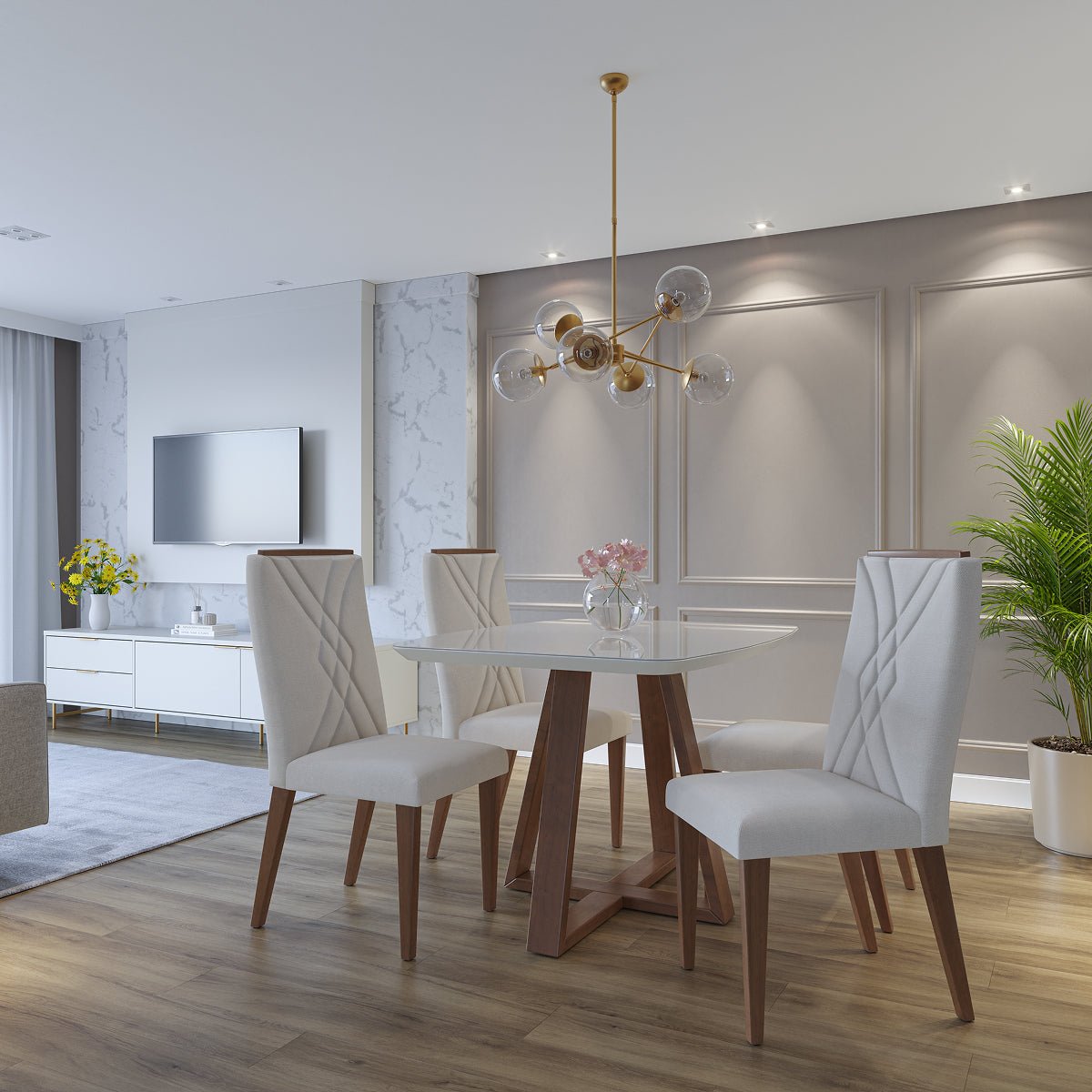 Conjunto de 8 Cadeiras de Madeira Maciça Megan - Província - 