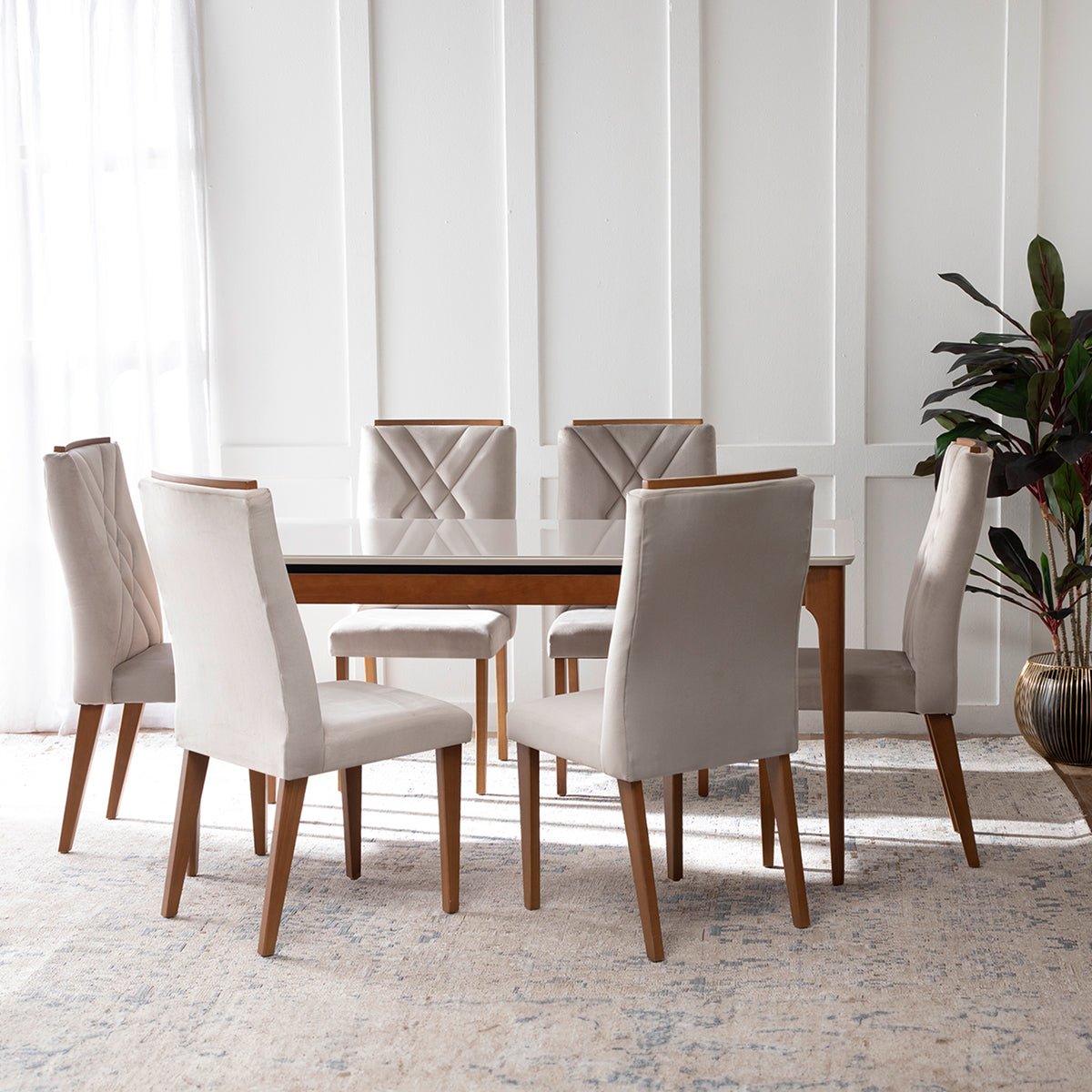 Conjunto de 8 Cadeiras de Madeira Maciça Megan - Província - 