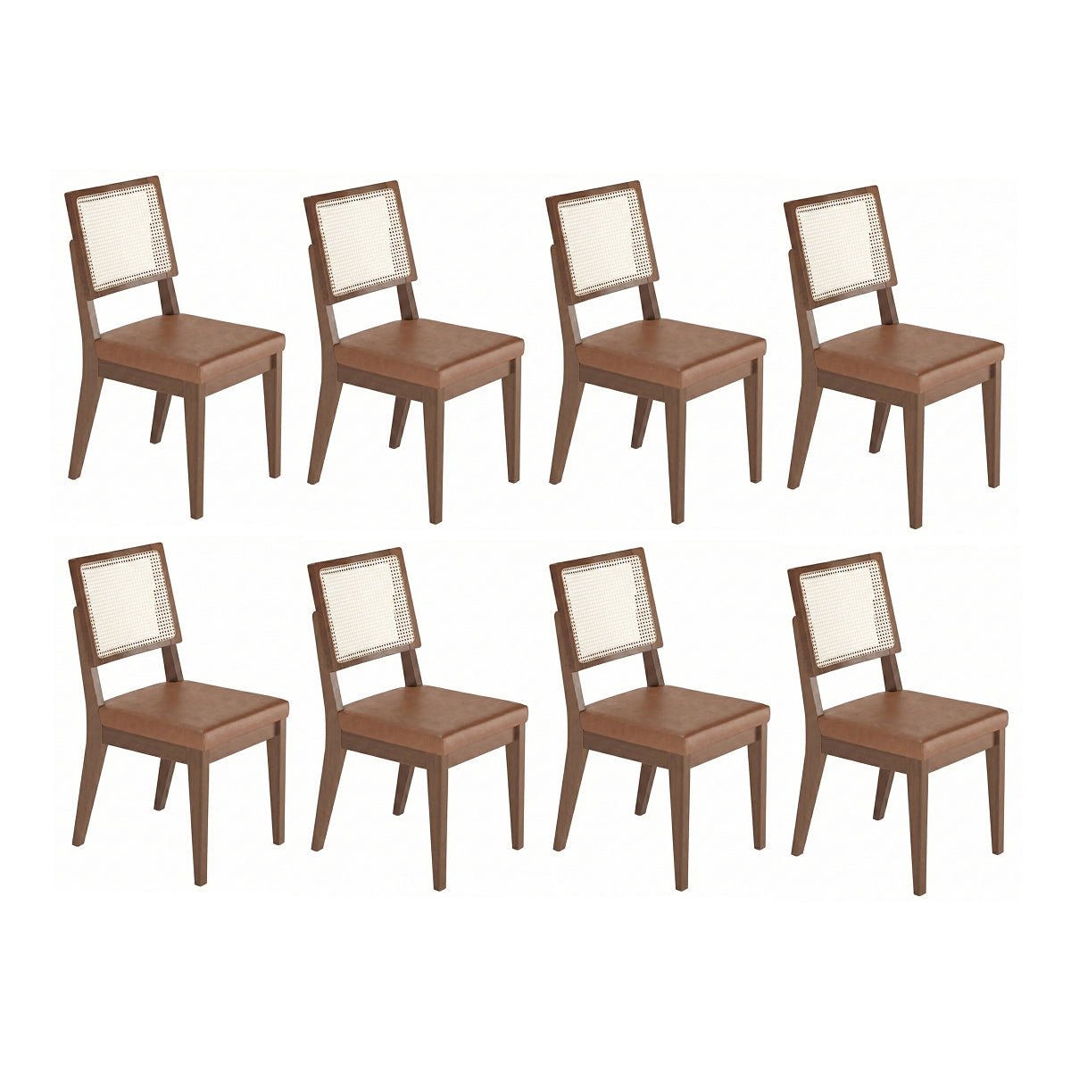 Conjunto de 8 Cadeiras de Madeira Maciça Saga Palhinha - Província - 