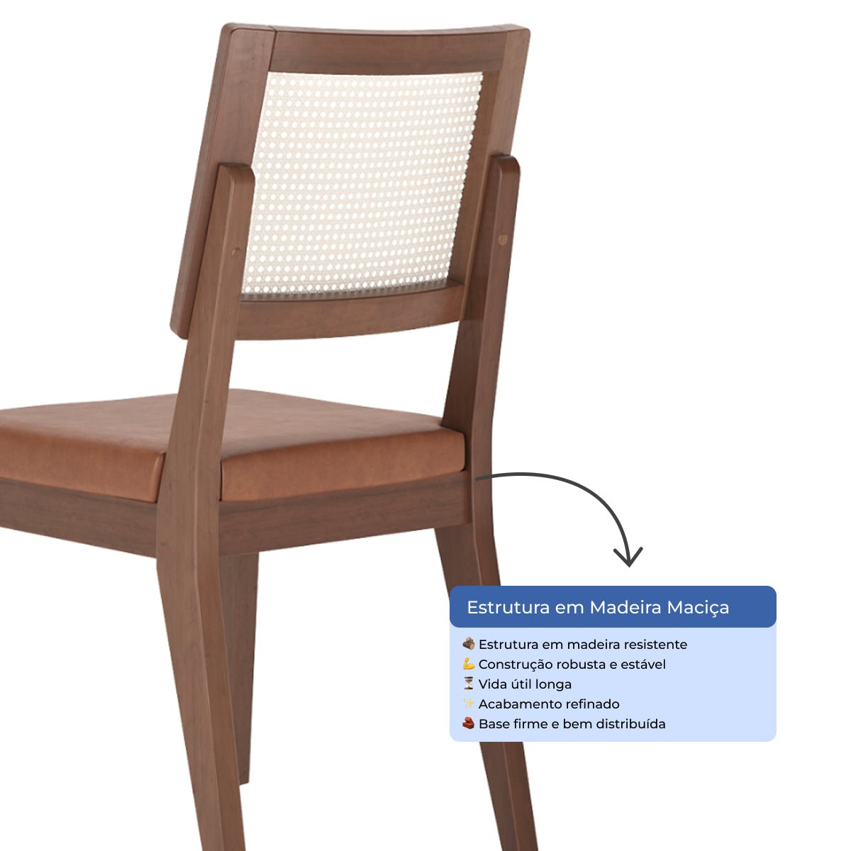 Conjunto de 8 Cadeiras de Madeira Maciça Saga Palhinha - Província - 